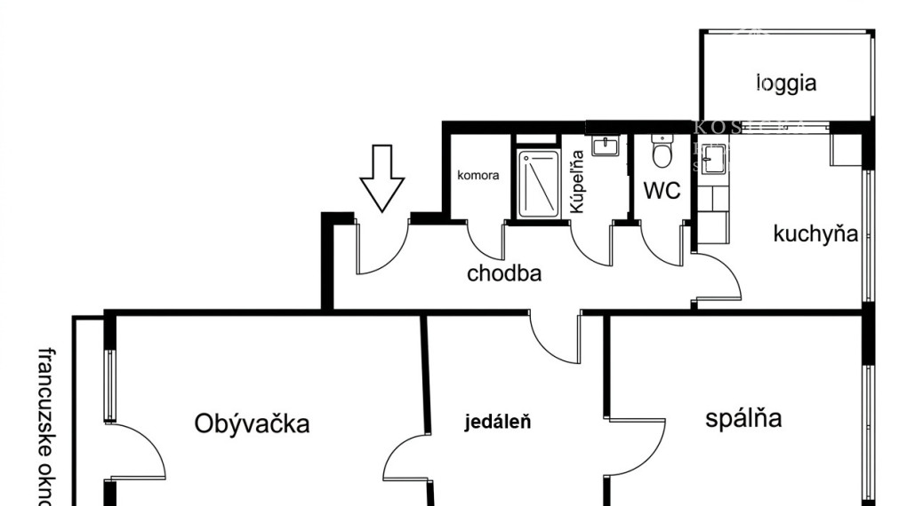 Na predaj - 2,5 izbový byt Komenského Košice