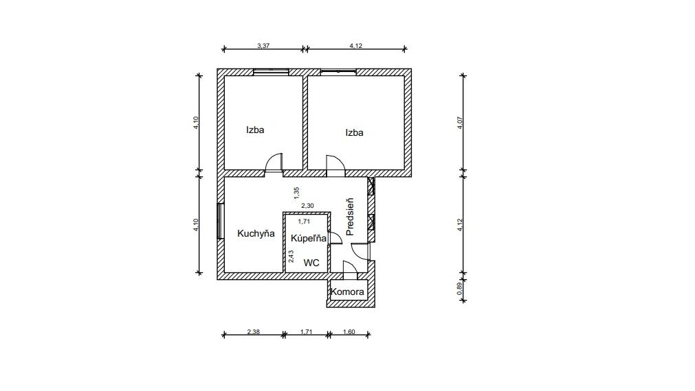 Na predaj - 2 izbový tehlový byt - Moldava nad Bodvou - Krátka
